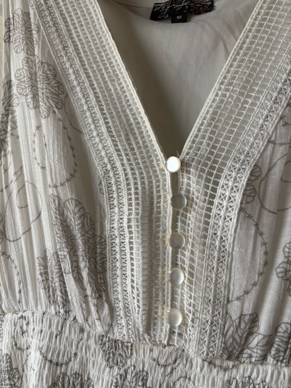 Boho White Sleeveless Maxi Dress Floral Abstract Print - Picture 3 of 7